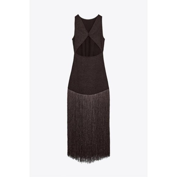 ZARA FRINGED FITTED DRESS - Picture 9 of 10